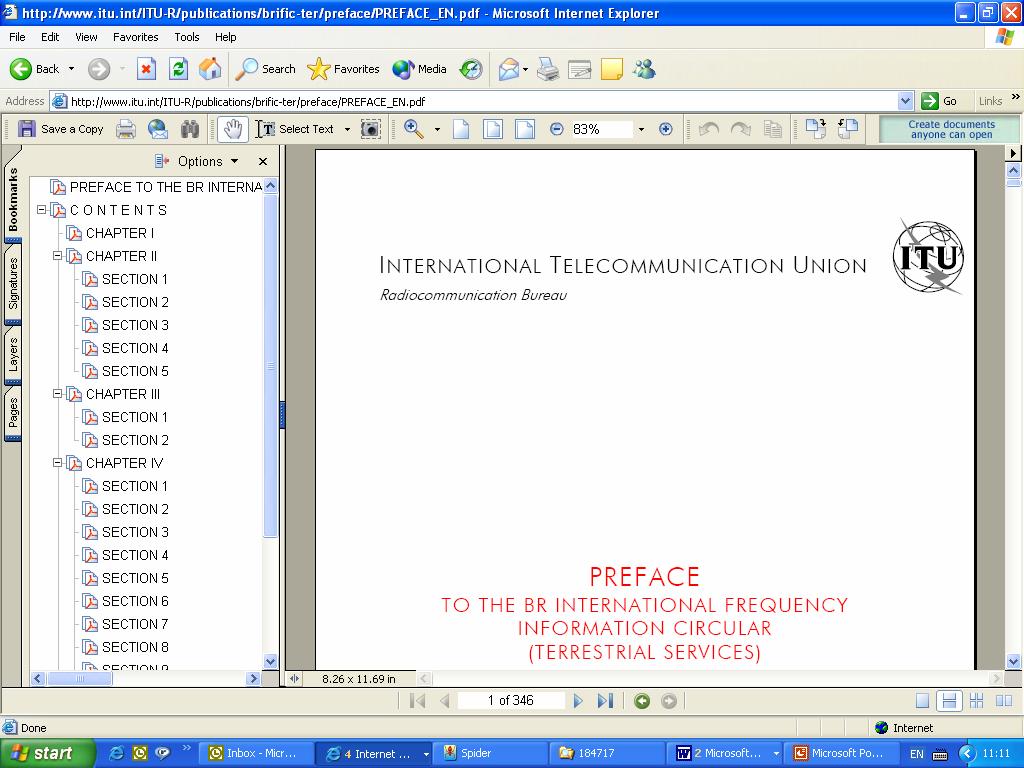Preface to BR IFIC ITU Regional
