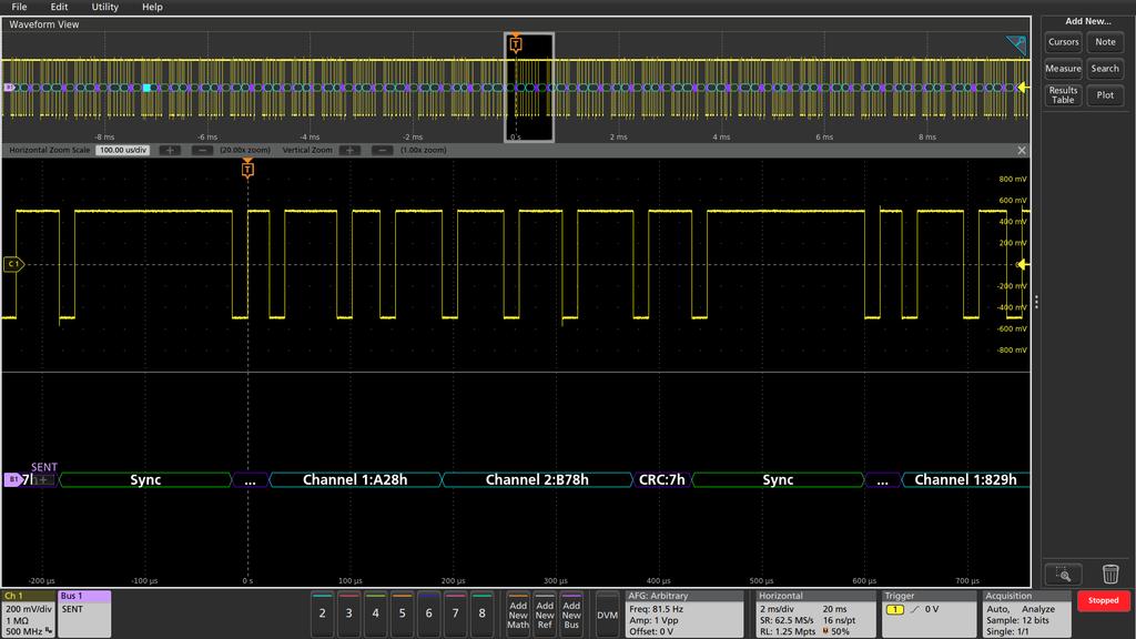 INTERPRETING THE SENT BUS The time-correlated waveform and bus decode display is a familiar and useful format for many hardware engineers.