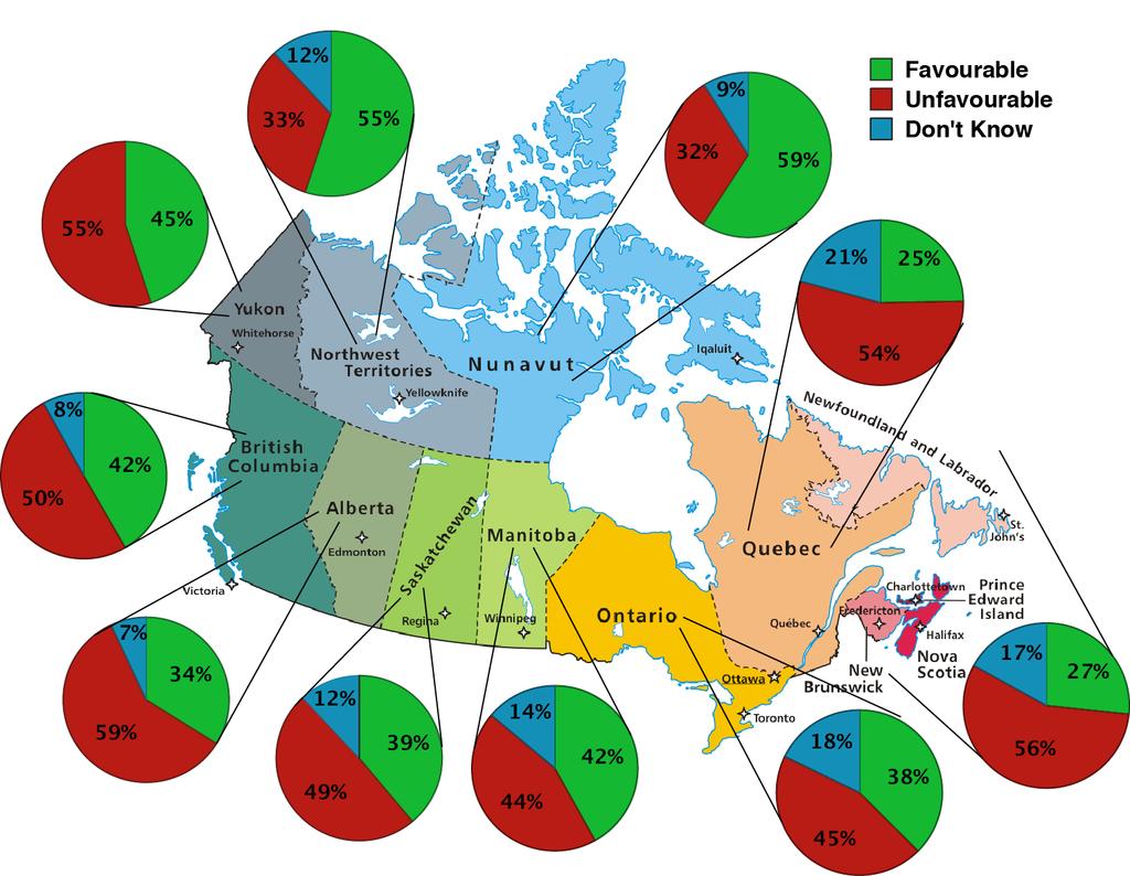 Figure 2: Aboriginal Canadians opinion of the mineral exploration and mining industry by Province and Territory