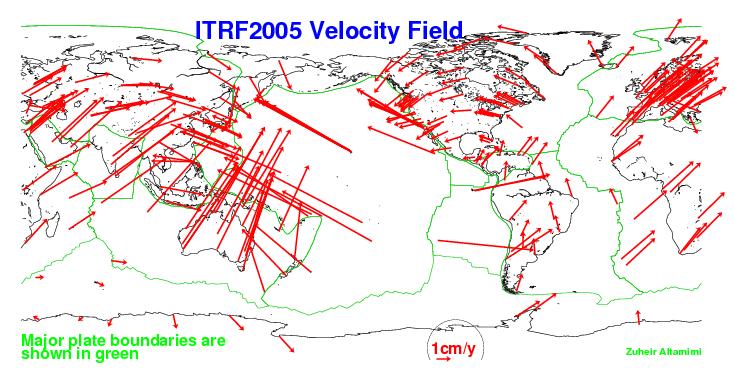 Reference Frame: ITRF05 Defined by station coordinates