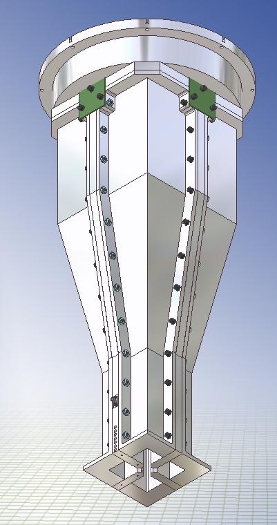 Septum Polarizer, Quadridged OMT Septum Polarizer Length ~ 3.75" (2.7λ); BW ratio 1.