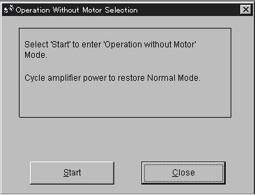 The sequence of the host programmable controller can be checked without connection of a servo motor. Click Test on the menu bar and click Operation w/o Motor on the menu.