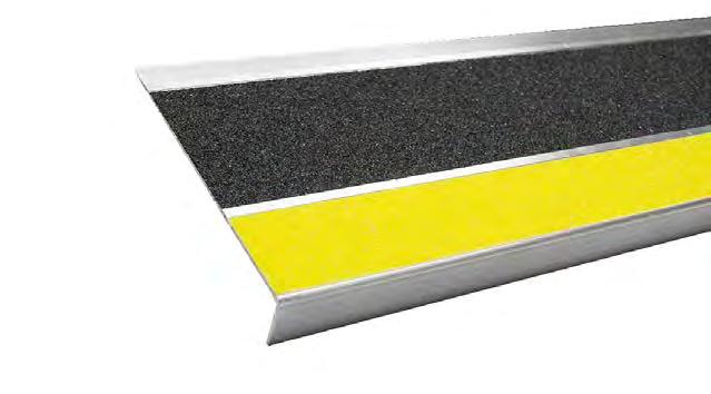 MASTER STOP Aluminum Tape Treads are heat treated extruded 6063 T5 exterior grade aluminum inlayed with Master Stop mineral abrasive grit-coated
