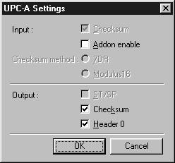 Barcode Detailed Settings Set barcode details. Setup items differ according to the type of barcode. Input [Checksum] (This item cannot be changed for UPC-A, UPC-E and JAN codes.