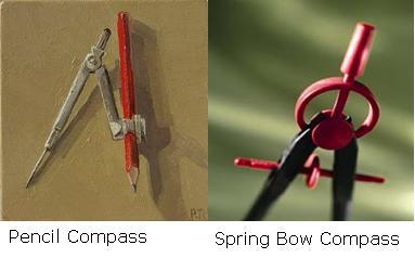 2.4 Pairs of Compasses There are basically two types of compasses 1. Pencil compasses which are used to draw circles.