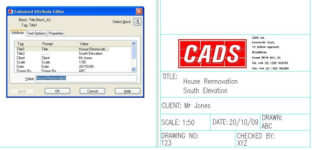 The title area allows you to enter information about the drawing: Tutorial for System Scaffolding Section Drawn Scale Checked By Date Drawing No Title Client Description The initials of the person