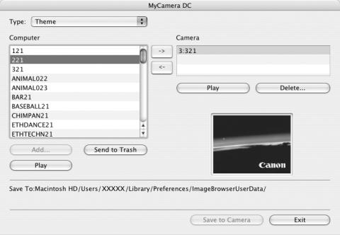 3 Double-click the [Applications] folder, followed by the [Canon Utilities] folder, [CameraWindow] folder and the [MyCamera DC] icon. The My Camera window will display.