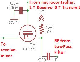 The Si5351A chip requires a 3.0 to 3.6V supply (nominally 3.3V) but the rest of this transceiver s digital circuits operate with a 5V supply.