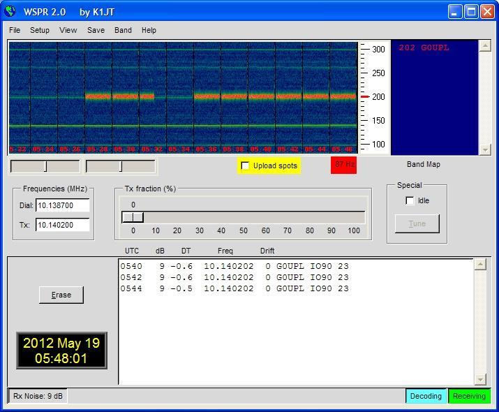 On a PC spectrum display such as the Argo software http://www.weaksignals.