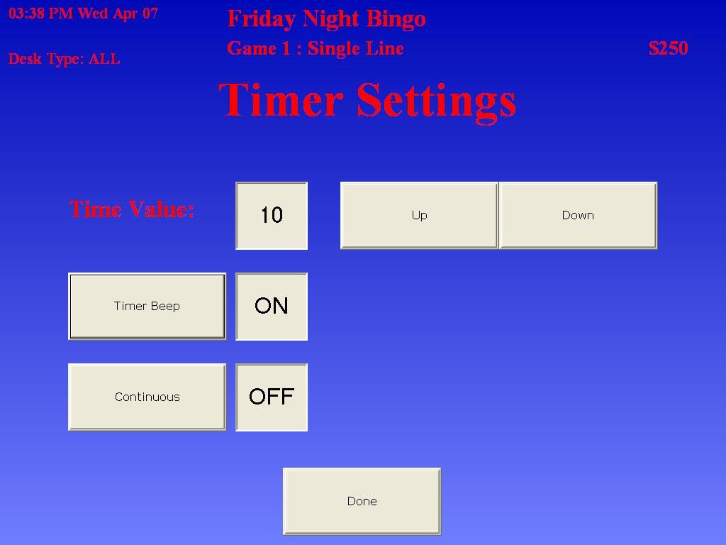 Timer This is the Timer Settings screen. It allows you to adjust the way the timer counts in the current game.