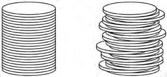 Use Cavelieri s principle to explain why the volumes of these two stacks of quarters are equal.
