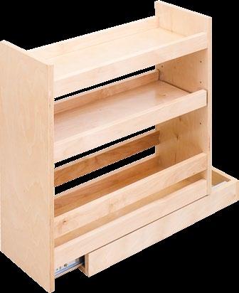 Base Cabinet Pullouts Used in full height 9, 12, and 15 face frame base cabinets Adjustable middle shelf Solid maple and plywood construction with clear UV finish Featuring Vitus 20 full extension