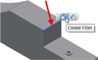 body and click Create Fillet from the mini-toolbar. Select the two additional edges, labeled (1) b).