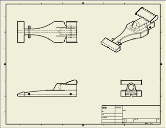 Notice that the orthographic views (top and side views) will move with it. Position all the view as shown. 5).