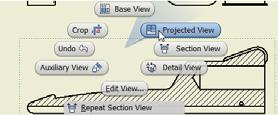 To see the cross section view from an angle you create an isometric view by using the Projected View