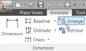 Start the Arrange Dimensions command by clicking the Annotate tab > Dimension panel.
