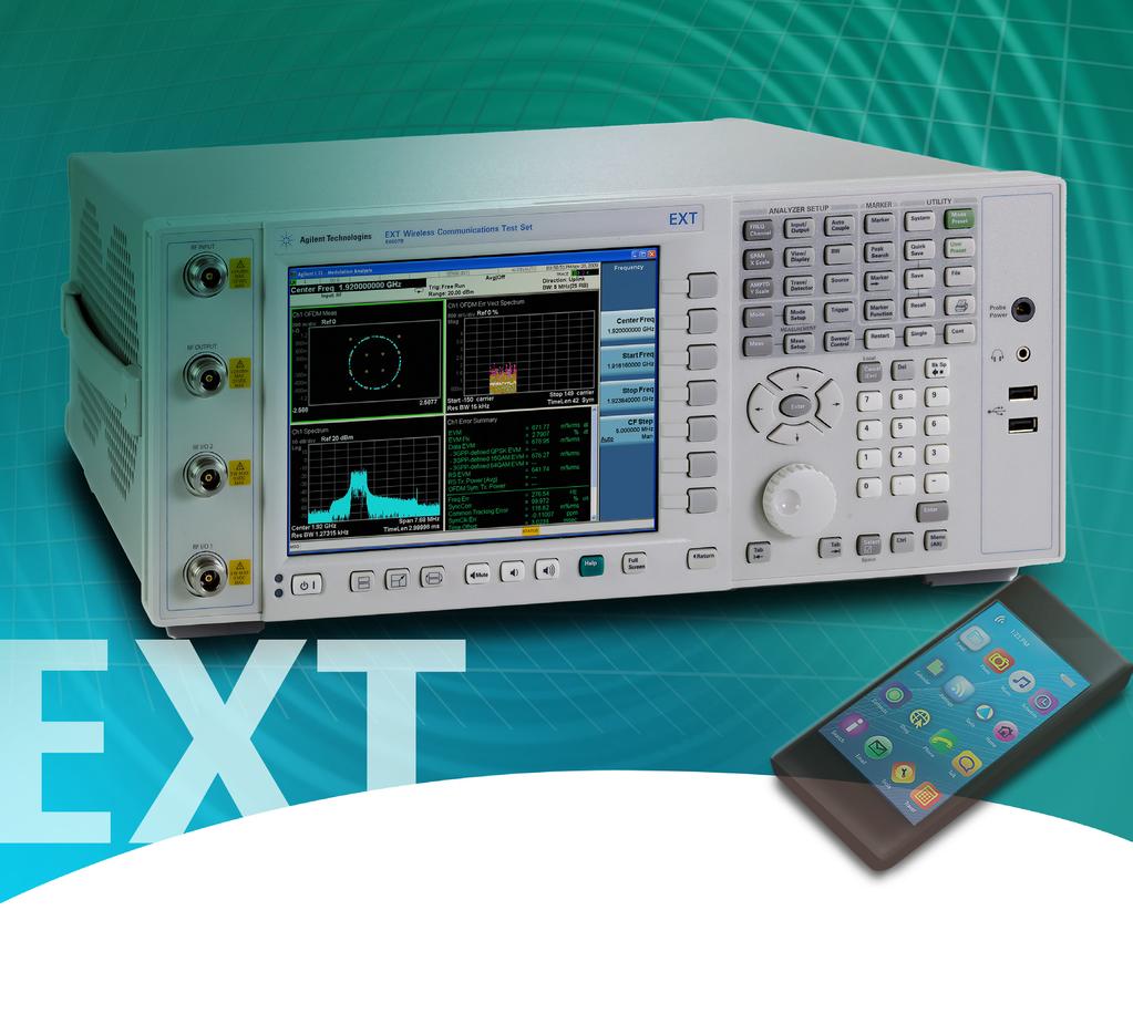 EXT Wireless Communications Test Set E6607B Data Sheet The Agilent Technologies E6607B EXT wireless communications test set integrates an innovative test sequencer, vector signal