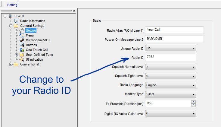 Initial Setup- Radio ID Before getting too far, you need to obtain a radio ID. You can get this from DMR-MARC. This organization issues radio IDs system-wide so there are not numbering conflicts.