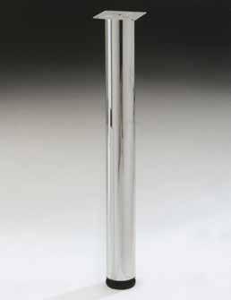 ADJUSTABLE WORKTOP POST With fixing plate Chrome polished finish Without base Price is per piece