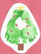 WEE BEGINNERS (0-18 months): Footprint Christmas Tree Green and red paint White, brown and yellow paper 1.