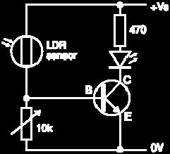 Note that the switching action of this circuit is not particularly good because there will be an intermediate brightness when the transistor will be partly on (not saturated).