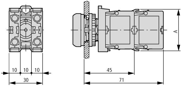 Rated operation current Ie at AC-15, 230 A 6 Mounting type Front mount Suitable for pendant switch No Suitable for front element YES Suitable for circuit-breakers No Suitable for safety position