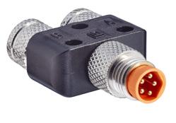 Be Certain with Belden M8 T-Splitter Product Description Order Designation ASBS 2 M8 NEW Description T-splitter, M8 5 pin male (outlet) and two M8 3 pin female (inlets) connectors, with knurled nuts