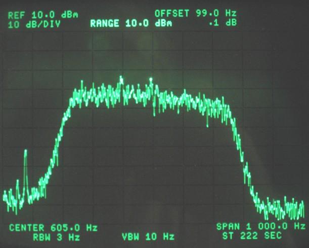 IC-7600 with 3-Hz Spectrum Analyzer Reference tone -130 dbm IMD @ -130 dbm 500 Hz DSP Filter Passband Phase noise