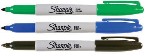 Sharpie Permanent Markers Sharpie Permanent Markers Orginal Sharpie pen-style permanent marker marks on most surfaces. Durable fine point tip produces thinner detailed lines.