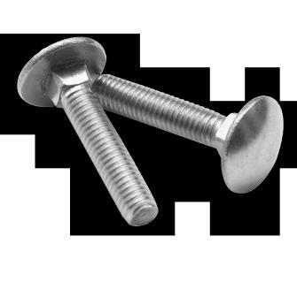 CARRIAGE BOLT A round head bolt with a square neck under the head and a unified thread pitch.