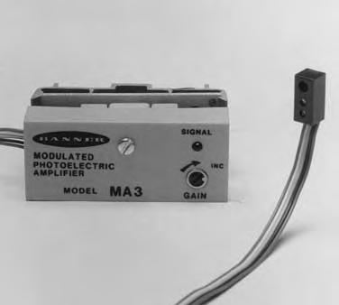 MCRO-AMP ystem MA3 and MA3P Modulated Amplifiers Banner MCRO-AMP modules MA3 and MA3P are modulated amplifiers designed for use with the miniature P00 eries remote sensors.