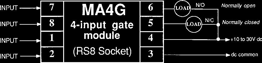 MCRO-AMP ystem MA4G 4-input Gate ogic Module MCRO-AMP module MA4G is a 0 to 30V dc, plug-in, 4-input logic gate module. t offers three selectable logic modes: "AD", "OR", and "X-OR" (exclusive "OR").