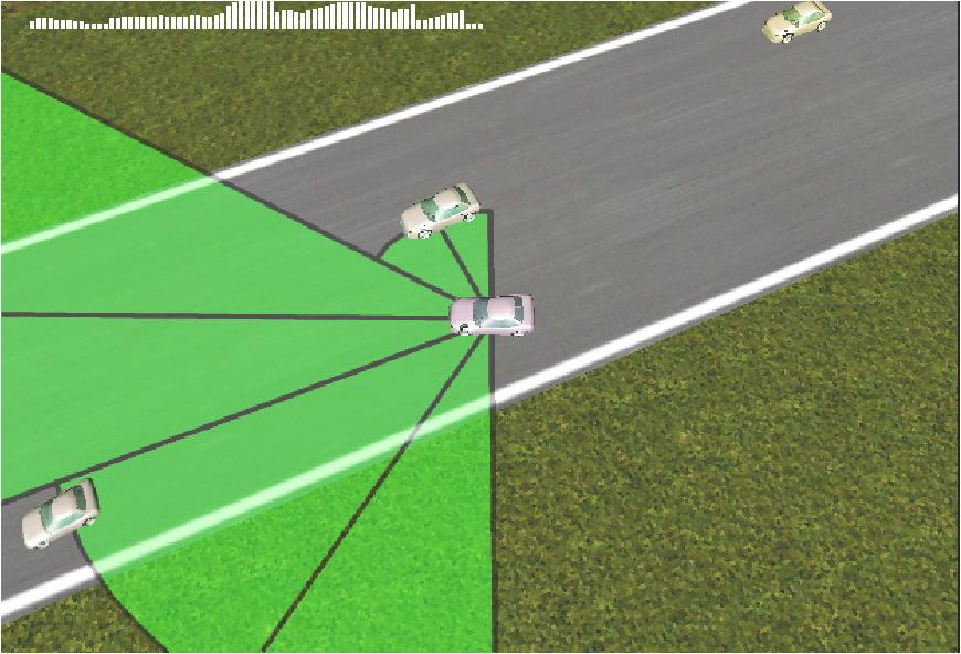 These two types of laser rangefinder input provide the warning networks with realistic egocentric input data about the road and other cars.