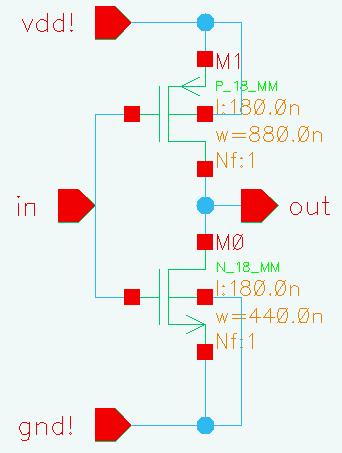 4e-07 Layout Extracted layout netlist: * 2 instances i av1 N_18_MM out in gnd! gnd! l 1.8e-07 w 4.