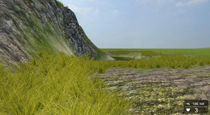 Grass will appear as a green area on your map, the thicker and less patchy the grass appears in editor the more grass will appear on your map in test