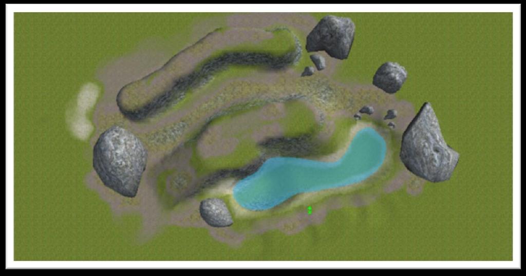 We've scaled a few rocks in our test map. Give this a go yourself, play around a little more with scaling and rotation to get a feel for it.