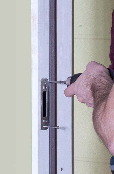 doorframe. If deadbolts do not engage with strikes, each strike can be adjusted for alignment. To adjust strike, loosen the screws and slide strike as needed.