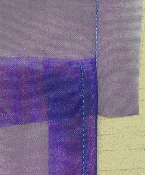 1. Stitch ½ away from the raw edge of the fabric, using a straight stitch foot and a straight stitch plate, if possible. 2.
