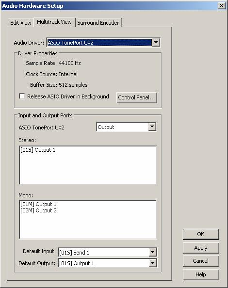 Select Output Your available stereo outputs are listed here Your available mono outputs are listed here Select
