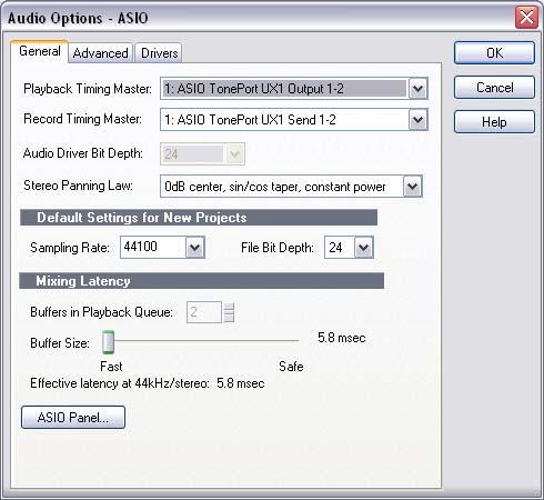 Select the Drivers tab Enable all Line 6 device Sends Also enable the Output Driver Select the General tab and match all settings as shown