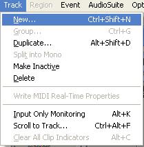Go to the Track menu, and select New Choose how many Tracks to create