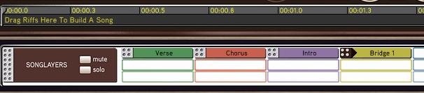 The riff you just recorded will appear in the Riff recorder window as Take 001. You can record several takes of the same riff, which will appear underneath this one.