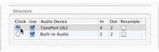 None of the individual audio devices are activated until you check the Use box to the left.