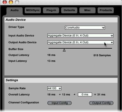 As an example, we ll be showing you how it appears in the included Ableton Live Lite 5 software Launch the Ableton Live Lite 5 software and open the Preferences dialog to configure the audio device.