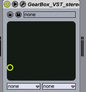 The familiar GearBox GUI appears on the screen and a Plug-in Device control panel is displayed in the Track View window at the bottom of the application Enable/Bypass the Plug-in Click