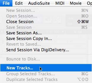 Create a new Pro Tools LE track for recording In the File menu,