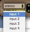 You can then select the recording input(s) To record a Mono source, turn off the Stereo light, and click on the input dropdown Select your input from input 1-4 Note: Sends 3-4 are not available on