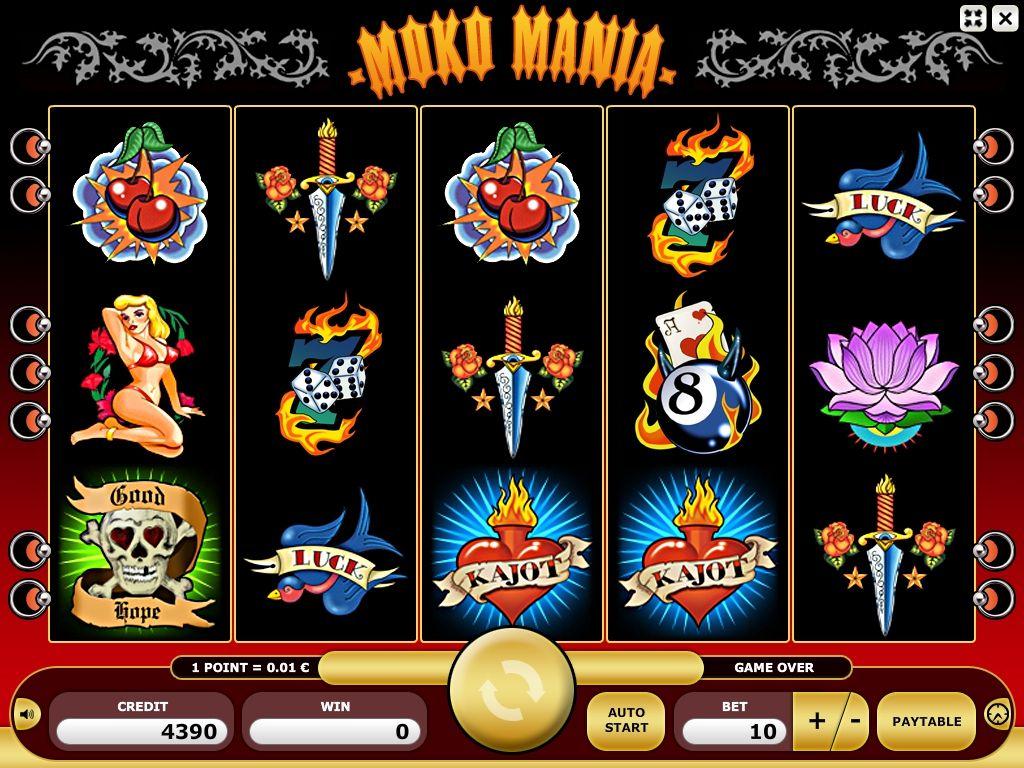 Moko Mania Description and Rules Moko Mania is a game with five reels. A game result consists of 5x3 symbols, each reel showing a section of three symbols.