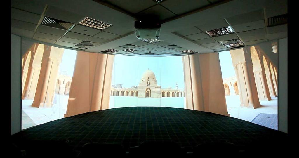 Nabil Said Time-Lapse Panoramas for the Egyptian Heritage Fig. 5 Time-lapse panorama in Ibn-tulun mosque displayed on the CULTURAMA Immersive Virtual Reality system at CULTNAT.