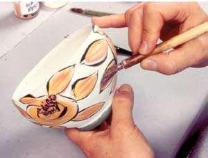 Brushing a method of applying glaze using even brush strokes by means of a paintbrush.